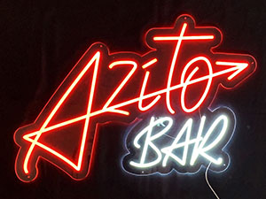 LEDネオン看板（ネオンサイン）アクリル板 カットタイプ製作事例 Azito BAR